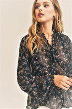 Load image into Gallery viewer, Navy Floral Long Sleeve Blouse
