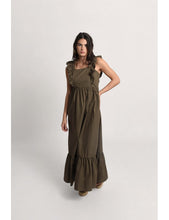 Load image into Gallery viewer, Ruffle Sleeve Olive Maxi Dress
