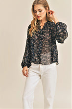 Load image into Gallery viewer, Navy Floral Long Sleeve Blouse
