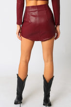 Load image into Gallery viewer, Crimson Vegan Leather Skirt
