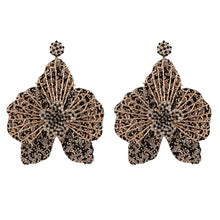 Load image into Gallery viewer, Beaded Orchid Earrings-Black/Gold or Rose/Gold
