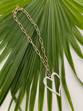 Load image into Gallery viewer, Gold Necklace with Silver Open Heart Pendant
