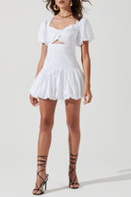 Load image into Gallery viewer, Puff Sleeve Bubble Mini Dress with Front Cut Out

