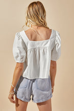 Load image into Gallery viewer, Short Sleeve Square Neck Babydoll Top-Various Colors
