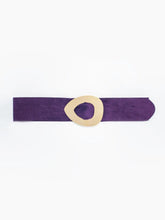 Load image into Gallery viewer, Purple Suede Belt with Oversized Gold Buckle
