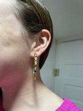 Load image into Gallery viewer, Gold Hoop Colorful Gem Earrings
