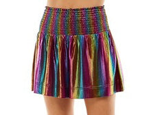 Load image into Gallery viewer, Multicolored Holographic Smocked Waist Shorts
