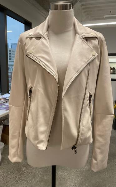 Cream Faux Leather Jacket