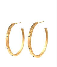 Load image into Gallery viewer, Gold Hoop with CZ Embellishment
