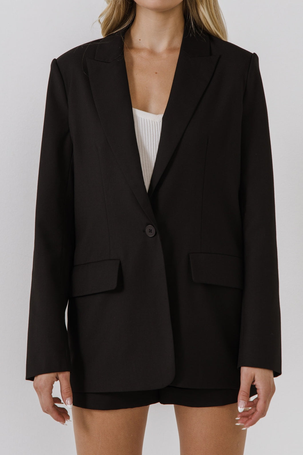 Black Single Button Blazer