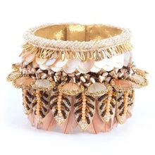 Load image into Gallery viewer, Dusty Pink Beaded Cuff Bracelet
