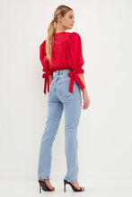 Load image into Gallery viewer, Red puff bow blouse
