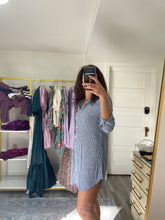 Load image into Gallery viewer, Blue and White Stripe linen and cotton Coverup

