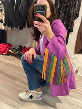 Load image into Gallery viewer, Purple Fringed Sleeve Blazer
