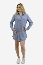 Load image into Gallery viewer, Blue and White Stripe linen and cotton Coverup
