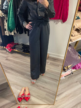 Load image into Gallery viewer, Charcoal Satin Wide Cuff Blouse
