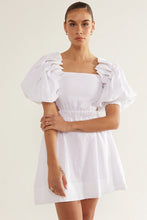 Load image into Gallery viewer, White Puff Sleeve Dress with Oversize Pleats
