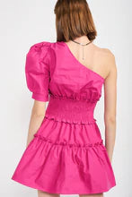 Load image into Gallery viewer, Magenta One Shoulder Mini Dress
