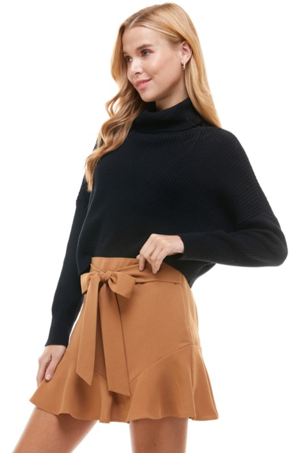 Black ribbed Cropped Sweater